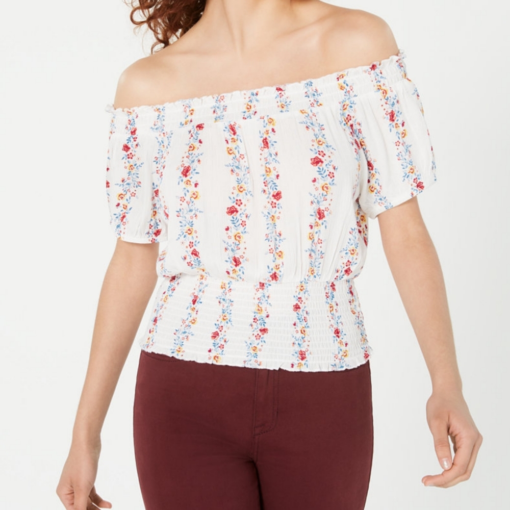 Junior's Off Shoulder Prairie Top size M